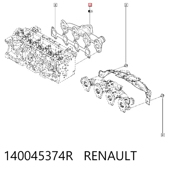 Colector de escape 140045374R Renault (RVI)