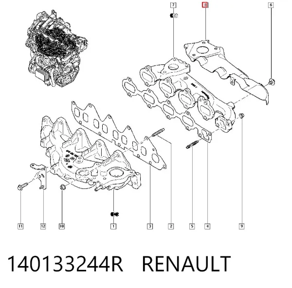 Junta de admisión de turbina de gases de escape 140133244R Renault (RVI)