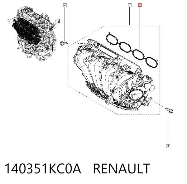 Junta de colector de admisión 140351KC0A Renault (RVI)