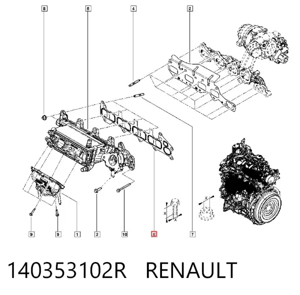Junta de colector de admisión 140353102R Renault (RVI)