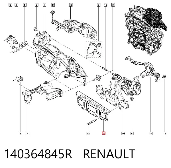 Junta colector escape 140364845R Renault (RVI)
