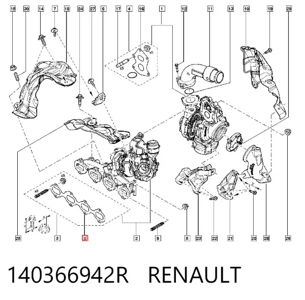 Junta colector escape 140366942R Renault (RVI)