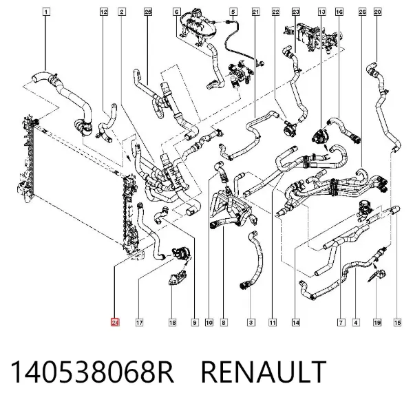 Manguera radiador 140538068R Renault (RVI)