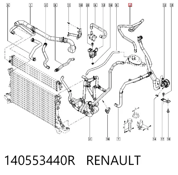 Manguera de radiador EGR, suministro 140553440R Renault (RVI)