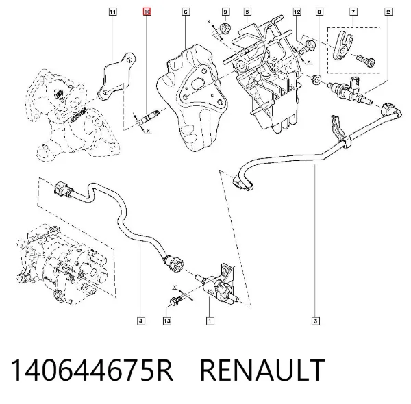 Perno (espárrago) de fijación de la turbina 140644675R Renault (RVI)
