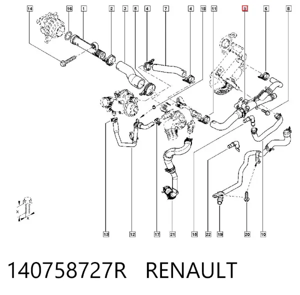 Brida del sistema de refrigeración (triple unión) 140758727R Renault (RVI)