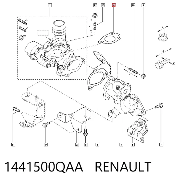Junta de admisión de turbina de gases de escape 1441500QAA Renault (RVI)