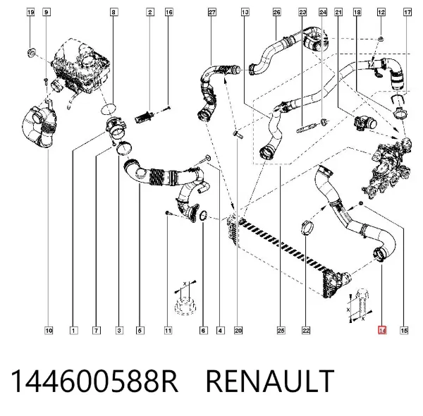 Tubo intercooler 144600588R Renault (RVI)
