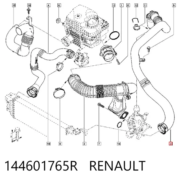 Tubo intercooler 144601765R Renault (RVI)