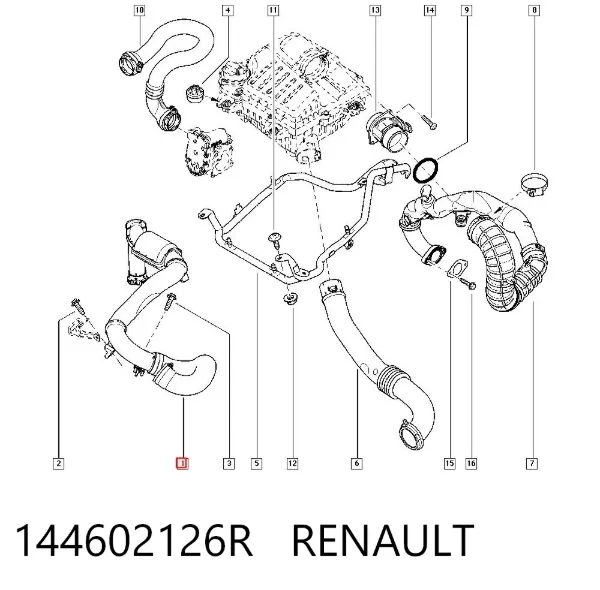 Tubo intercooler 144602126R Renault (RVI)