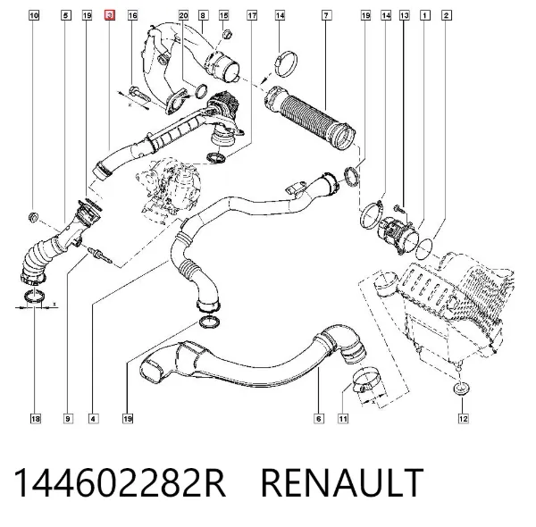 Tubo intercooler 144602282R Renault (RVI)
