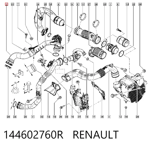 Tubo intercooler 144602760R Renault (RVI)