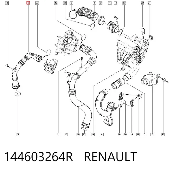 Tubo intercooler 144603264R Renault (RVI)
