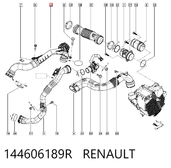Tubo intercooler 144606189R Renault (RVI)