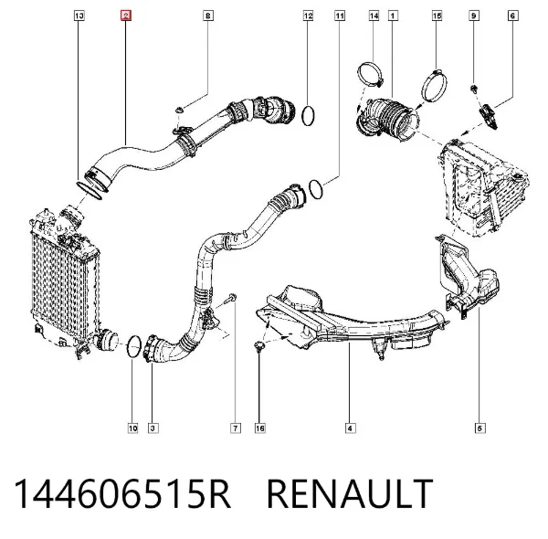 Tubo intercooler 144606515R Renault (RVI)