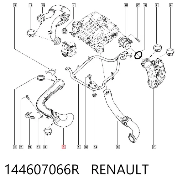 Tubo intercooler 144607066R Renault (RVI)