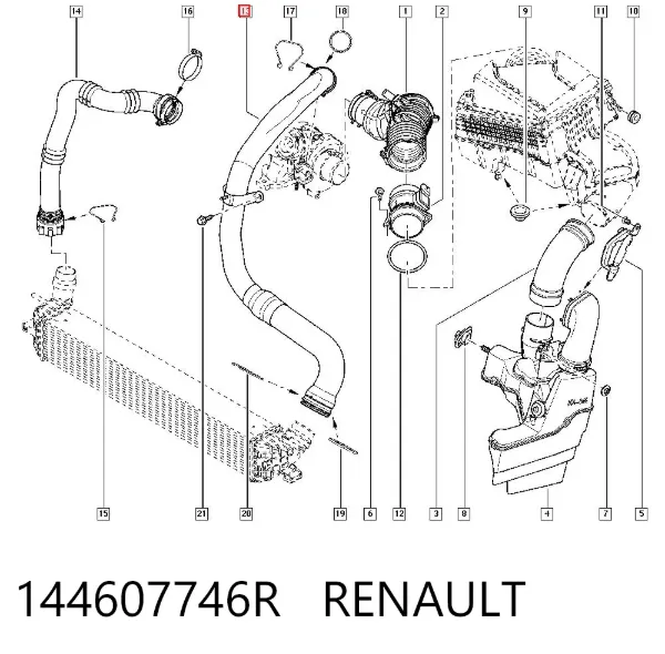 Tubo intercooler 144607746R Renault (RVI)