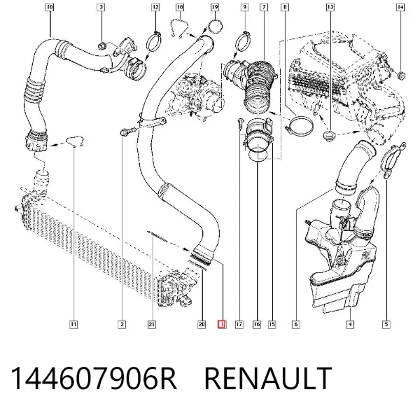 Tubo intercooler 144607906R Renault (RVI)