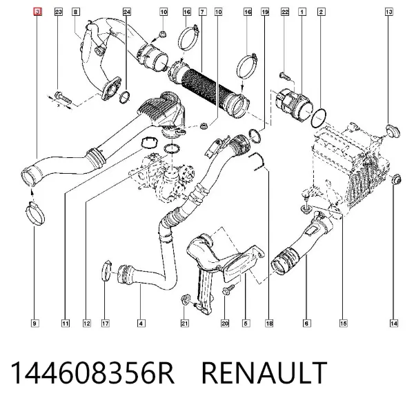 Tubo intercooler 144608356R Renault (RVI)