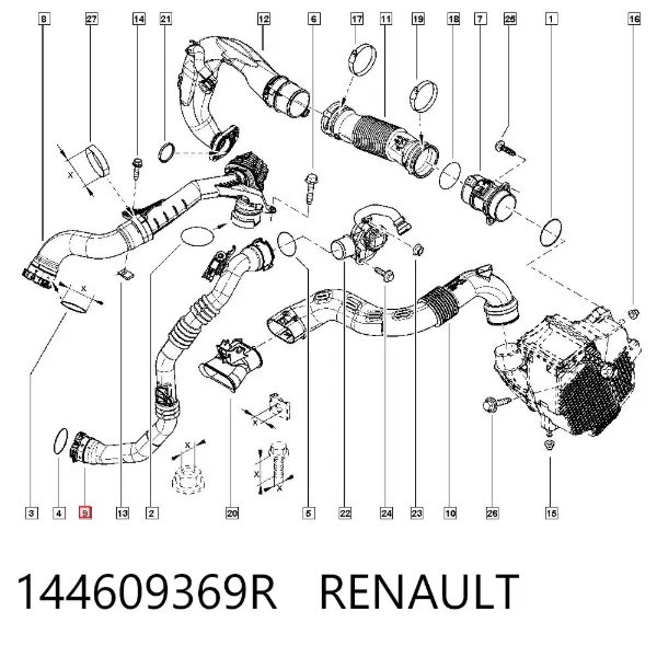 Tubo intercooler 144609369R Renault (RVI)