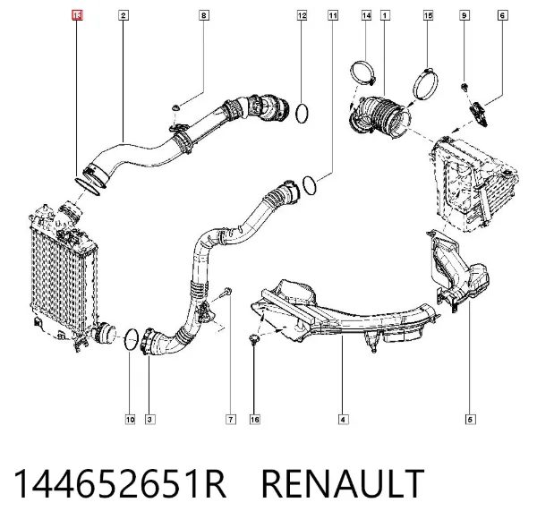 Junta tórica del tubo del intercooler 144652651R Renault (RVI)