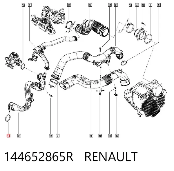 Junta tórica del tubo del intercooler 144652865R Renault (RVI)