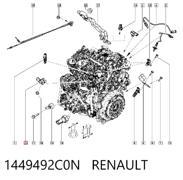 Sensor de presión de sobrealimentación 1449492C0N Renault (RVI)