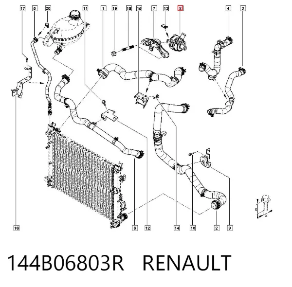 Bomba de agua eléctrica auxiliar 144B06803R Renault (RVI)
