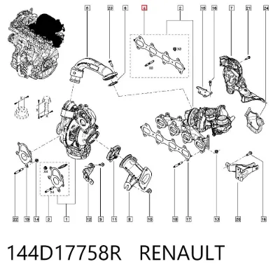 Junta de turbina, kit de montaje RENAULT 144D17758R