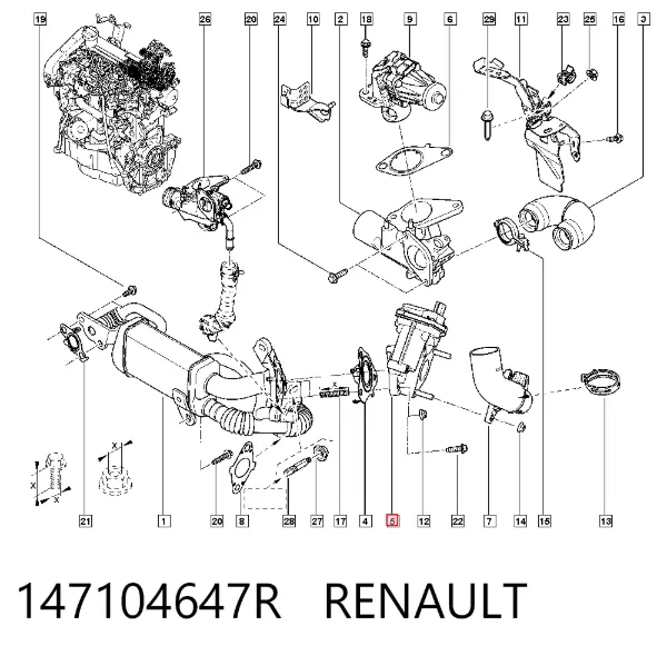 Válvula de derivación EGR 147104647R Renault (RVI)