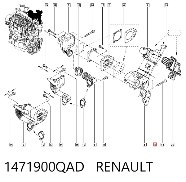 Junta de válvula EGR 1471900QAD Renault (RVI)