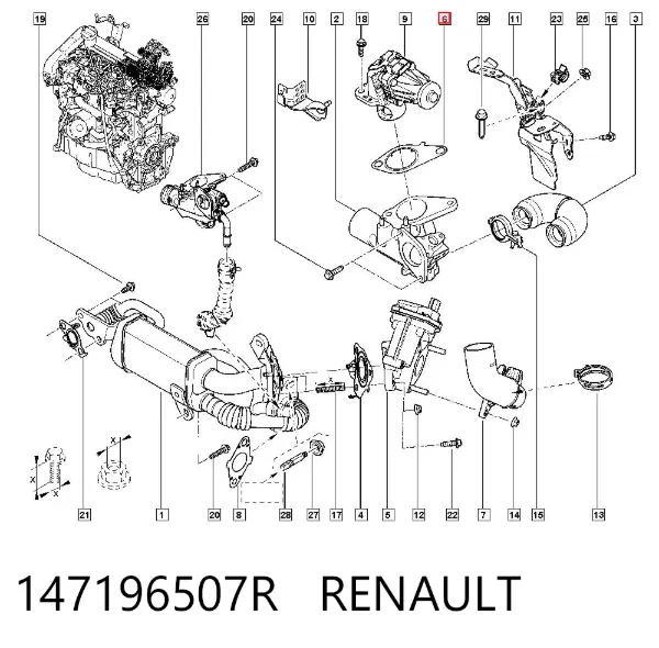 Junta de válvula EGR 147196507R Renault (RVI)