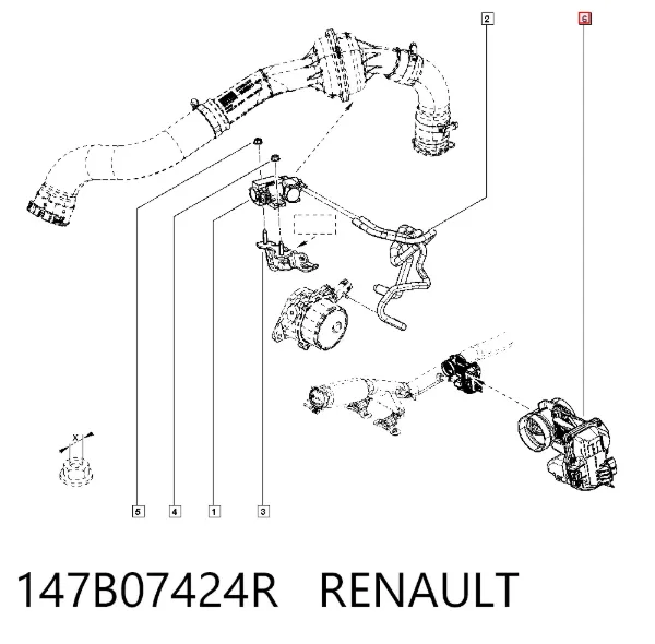 Válvula reguladora EGR 147B07424R Renault (RVI)