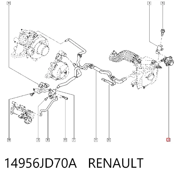 Válvula solenoide de control de presión de sobrealimentación 14956JD70A Renault (RVI)