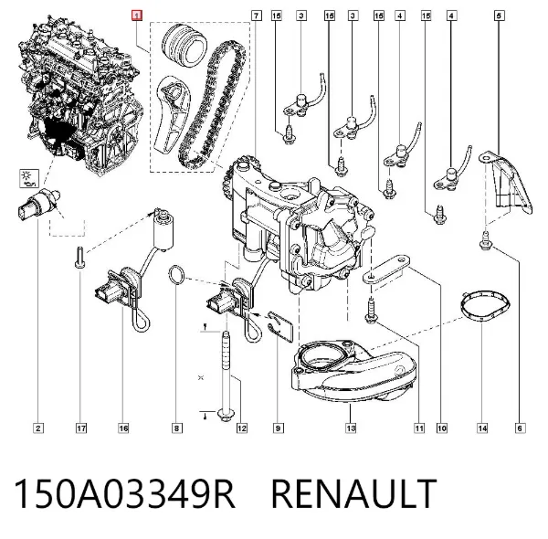 Juego de cadena de bomba de aceite 150A03349R Renault (RVI)