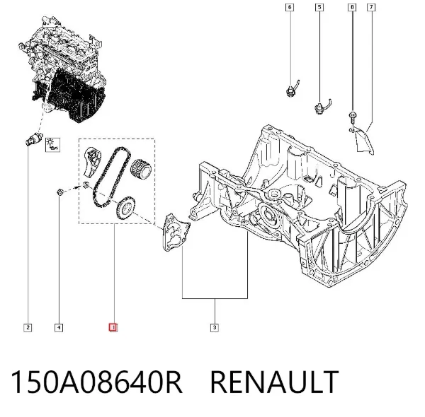 Juego de cadena de bomba de aceite 150A08640R Renault (RVI)