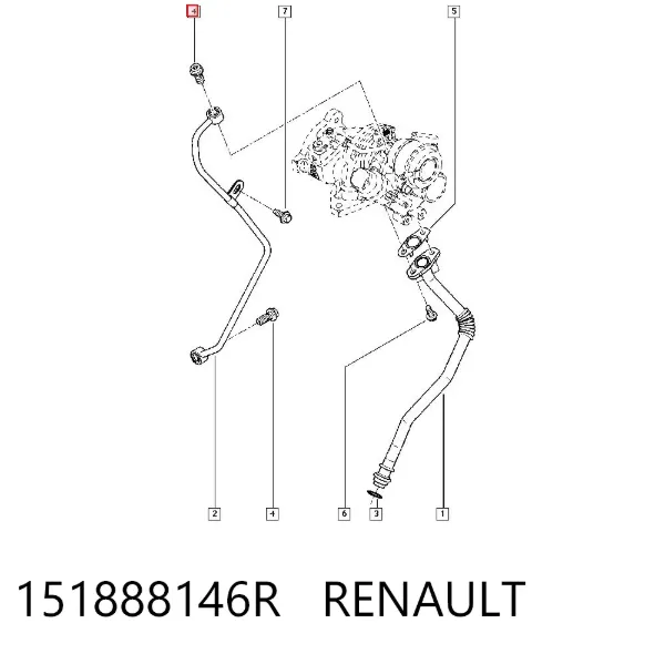 Perno de tubo de alimentación de aceite de turbocompresor 151888146R Renault (RVI)