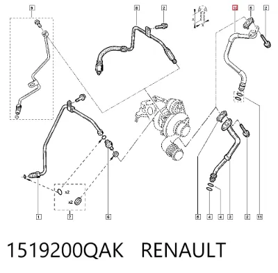 Tubo de drenaje de aceite de turbocompresor RENAULT 1519200QAK