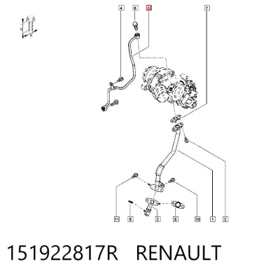 Tubo de suministro de aceite a la turbina RENAULT 151922817R