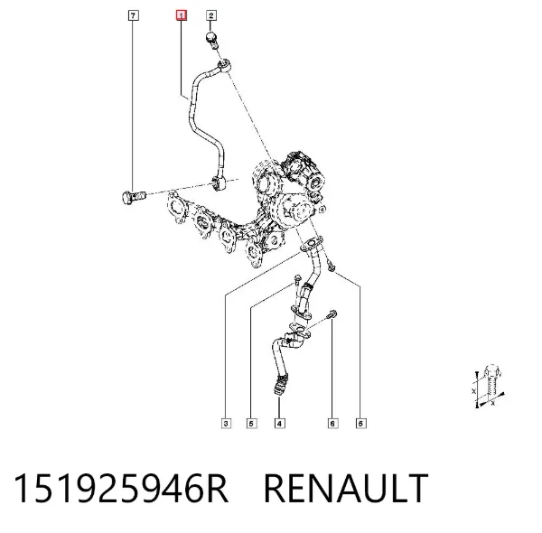 Tubo de suministro de aceite a la turbina 151925946R Renault (RVI)