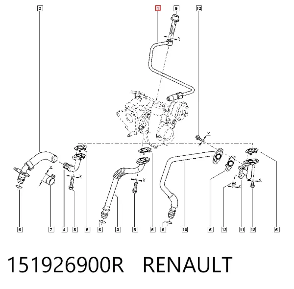 Tubo de suministro de aceite a la turbina 151926900R Renault (RVI)