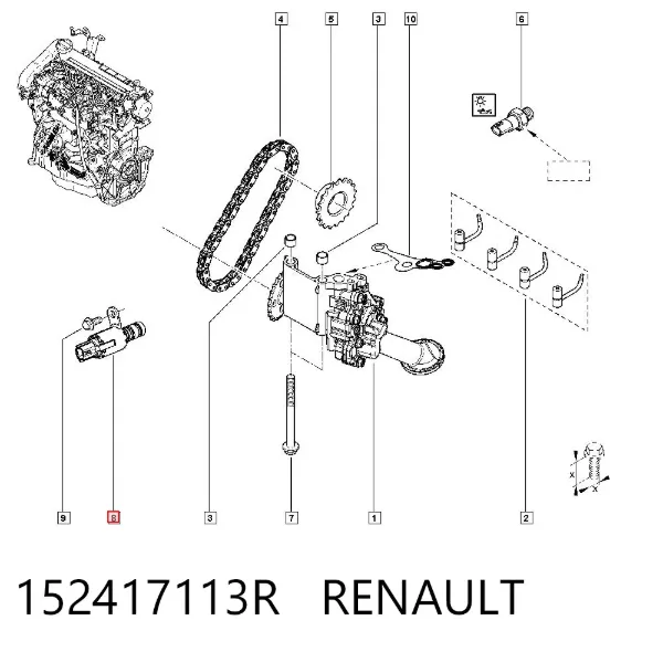 Válvula reguladora de presión de aceite 152417113R Renault (RVI)
