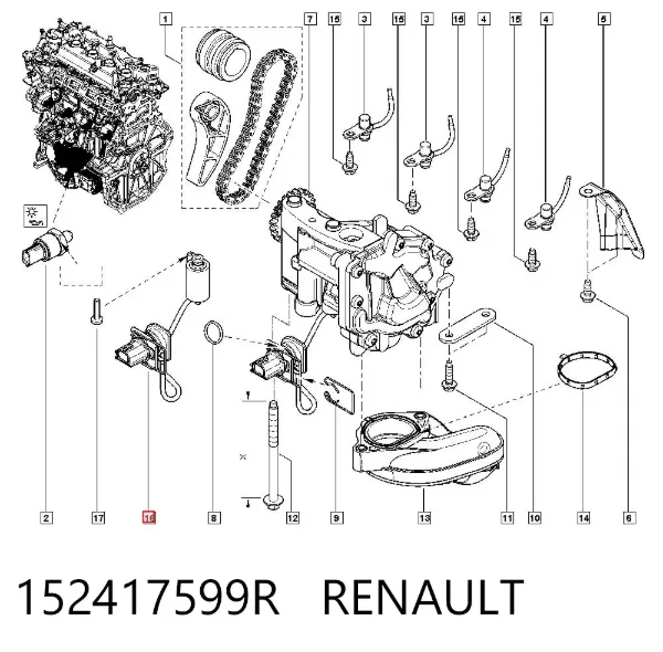 Válvula reguladora de presión de aceite 152417599R Renault (RVI)