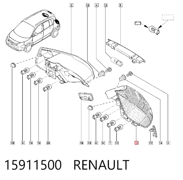 Piloto trasero izquierdo 15911500 Renault (RVI)