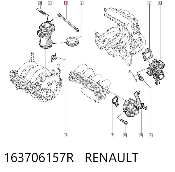 Varilla de mariposa del colector de admisión 163706157R Renault (RVI)