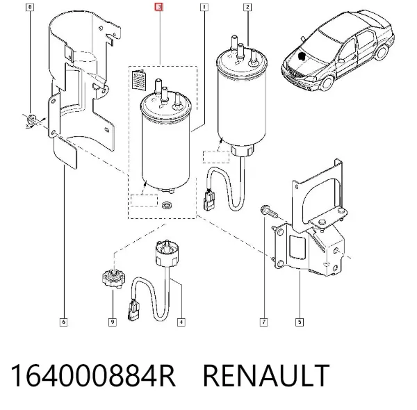 Filtro de combustible 164000884R Renault (RVI)