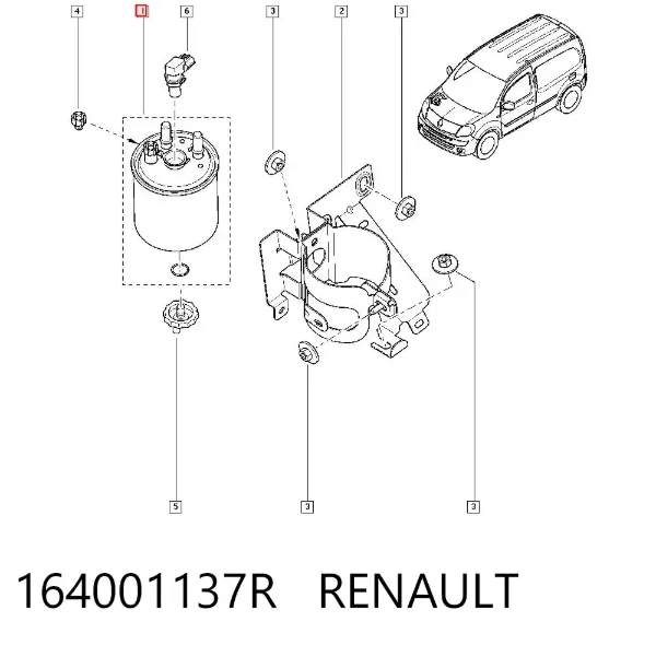 Filtro de combustible 164001137R Renault (RVI)