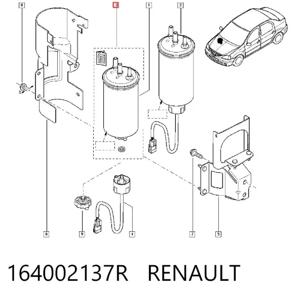 Filtro de combustible 164002137R Renault (RVI)