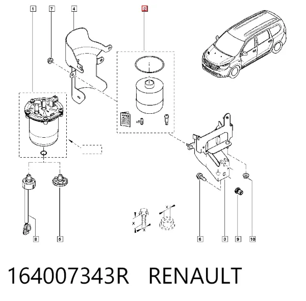 Filtro de combustible 164007343R Renault (RVI)