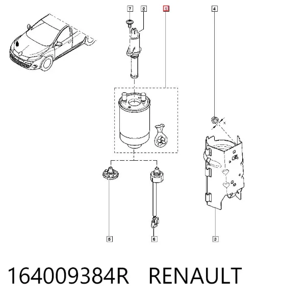 Filtro de combustible 164009384R Renault (RVI)